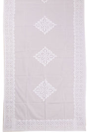 White Solid Style Cutwork Applique Embroidered Cotton 3 Piece Salwar Suit Material 10070157