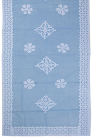 Sky Blue Solid Style Cutwork Applique Embroidered Cotton 3 Piece Salwar Suit Material