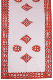 Red  Ajrakh Printed Cutwork Applique Embroidered Cotton 3 Piece Salwar Suit Material 10070165