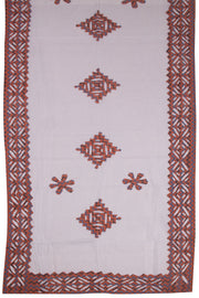 Orange Ajrakh Printed Cutwork Applique Embroidered Cotton 3 Piece Salwar Suit Material 10070166