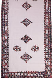 Blue  Ajrakh Printed Cutwork Applique Embroidered Cotton 3 Piece Salwar Suit Material 10070171