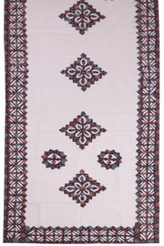 Electric blue Ajrakh Printed Cutwork Applique Embroidered Cotton 3 Piece Salwar Suit Material 10070173