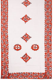 Red Ajrakh Printed Cutwork Applique Embroidered Cotton 3 Piece Salwar Suit Material