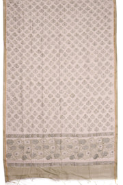 Grey Handblock Printed Silk Cotton 3 Piece Salwar Suit Material 10072920