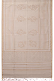 White Sequin Embroidered Silk Cotton 3 Piece Salwar Suit Material 10072940