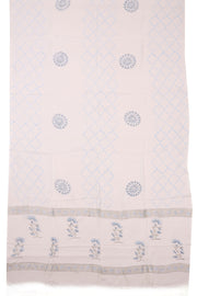 White Handblock Printed Cotton 3-Piece Salwar Suit Material 10072966