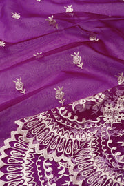 Purple Scallop Embroidered Organza Salwar Suit Material 10073039