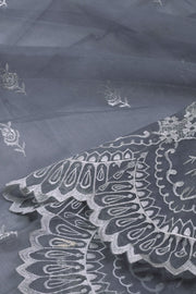 Grey Scallop Embroidered Organza Salwar Suit Material 10073041