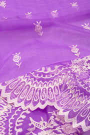 Purple Scallop Embroidered Organza Salwar Suit Material 10073042