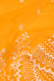 Yellow Scallop Embroidered Organza Salwar Suit Material 10073043