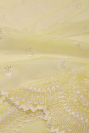 Cream Scallop Embroidered Organza Salwar Suit Material 10073044