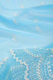 Blue Scallop Embroidered Organza Salwar Suit Material 10073045