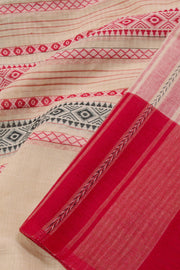 Cream Handloom Dhaniakhali Cotton Saree 10062567