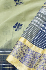 Sage Green Handloom Dhaniakhali Cotton Saree 10062576