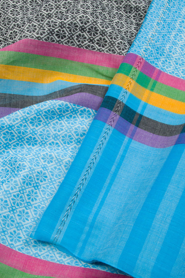 Celestial Blue Handloom Dhaniakhali Cotton Saree 10062587