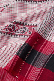 Pastel Pink Handloom Dhaniakhali Cotton Saree 10062591