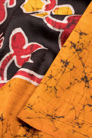 Black Batik Tussar Silk Saree