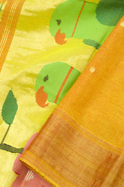 Golden Drop Orange Handloom Paithani Cotton Saree 10062505