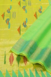 Neon Green Handloom Paithani Cotton Saree with Silk Pallu 10062508