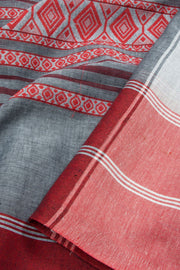 Grey Handloom Dhaniakhali Cotton Saree 10062573