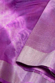 Purple Shibori Dyed Linen Saree 10063869 
