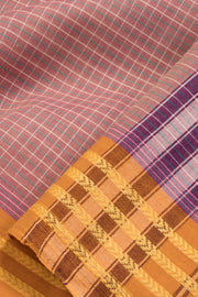Mauve Handloom Narayanpet Cotton Saree Without Blouse 10064384 - Avishya