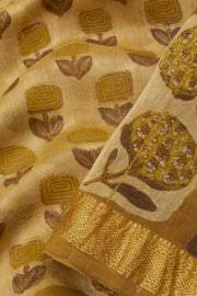 Beige Anokhi Hand Block Printed Saree - Avishya