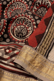 Black Anokhi Hand Block Printed Saree - Avishya