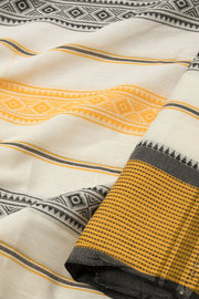 Off White Handloom Dhaniakhali Cotton Saree - Avishya