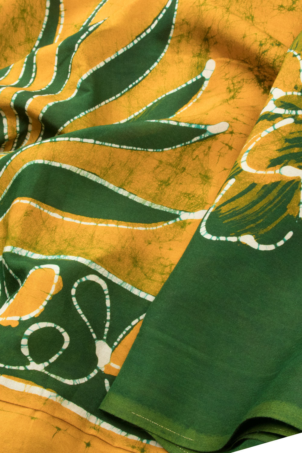 Yellow Batik Printed  Muslin Silk Saree - Avishya