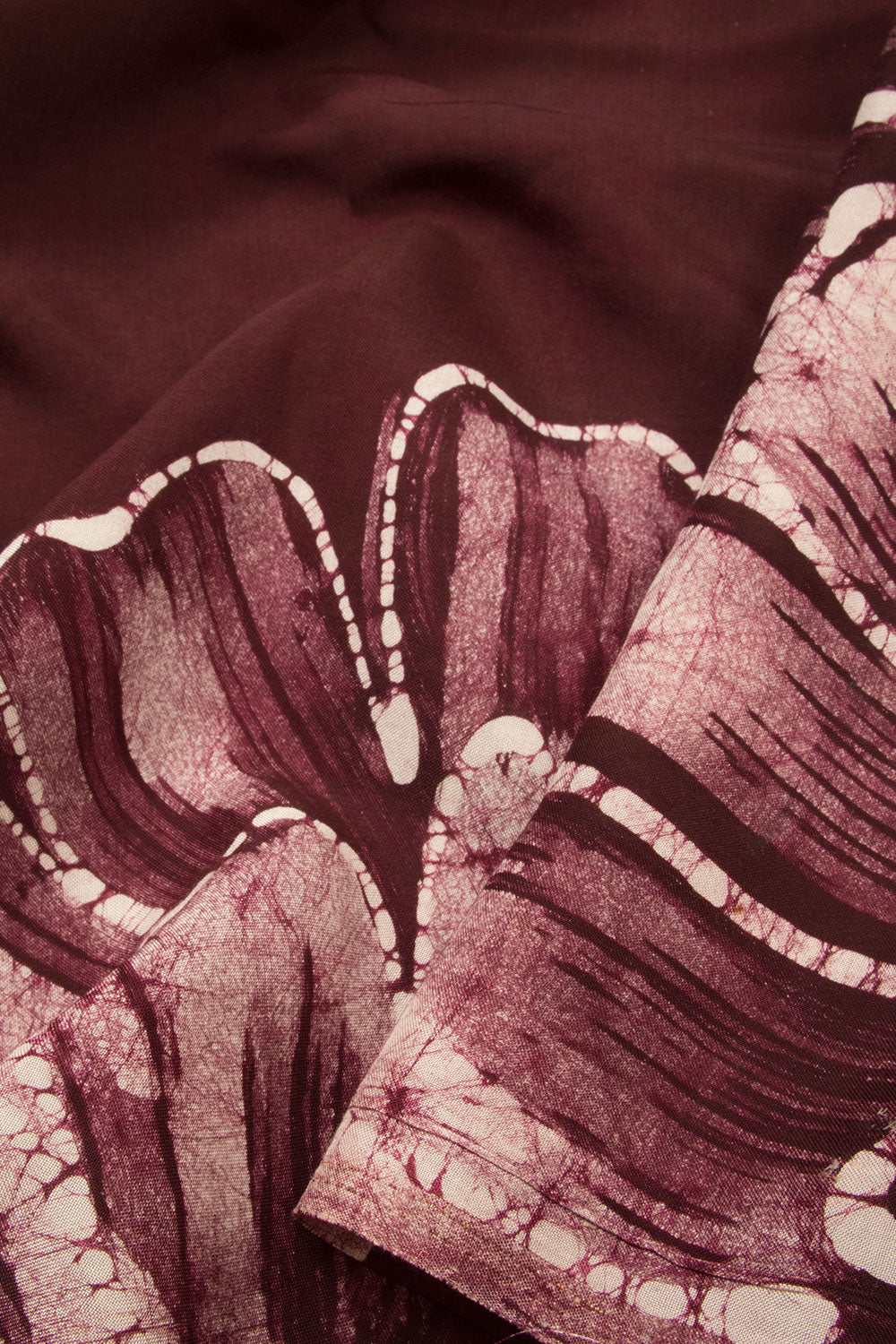 Maroon Batik Printed  Muslin Silk Saree - Avishya