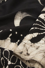 Black Batik Printed Muslin Silk Saree - Avishya