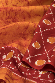 Orange Batik Printed Muslin Silk Saree - Avishya