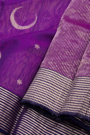 Purple Handwoven Chanderi Saree 10075509