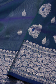 Green Handwoven Chanderi Saree 10075513