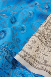 Blue Handloom Himroo Silk Cotton Saree - Avishya