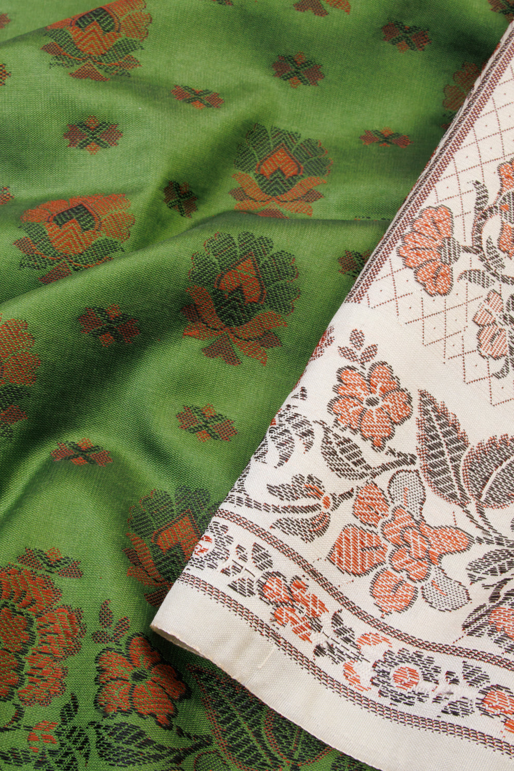 Green Handloom Himroo Silk Cotton Saree - Avishya