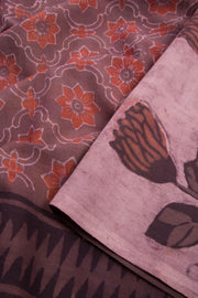 Mauve Vanaspath Printed Mulmul Cotton Saree 10068575 - Avishya