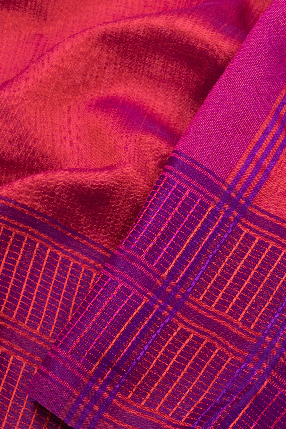 Red And Purple Dual Tone Bamboo Silk Saree 10068783