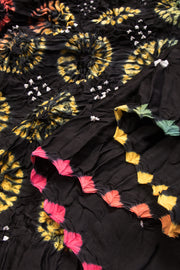 Black Handcrafted Bandhani Modal Saree 10069430