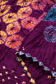 Tyrian Purple Handcrafted Bandhani Modal Saree -Avishya