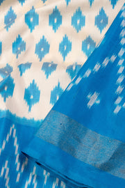 Cream Handloom Pochampally Ikat Silk Saree 10069822 
