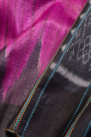 Magenta Gopalpur Tussar Silk Saree with Ikat pallu 10069905 - Avishya