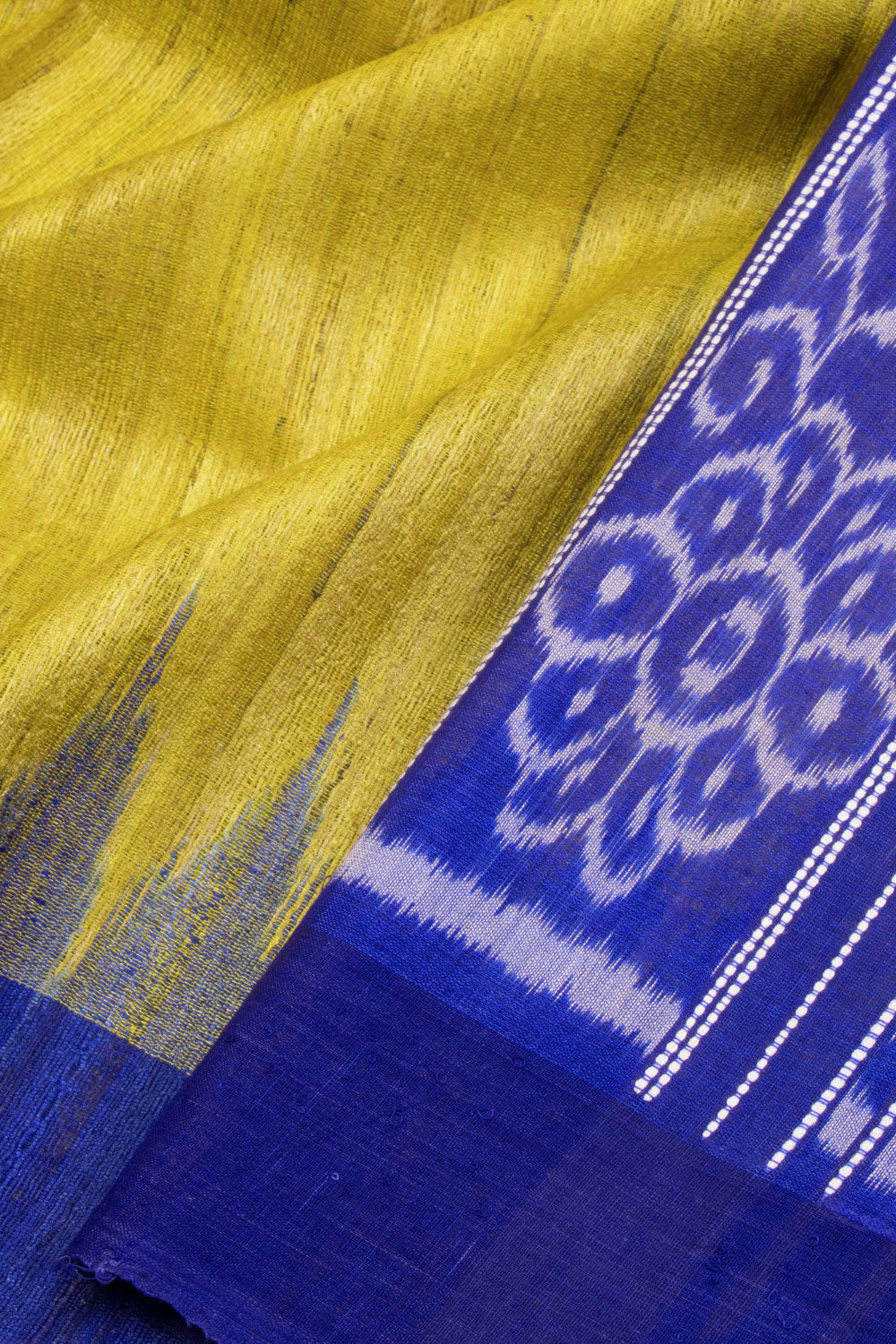 Yellow Gopalpur Tussar Silk Saree with Ikat pallu 10069910 - Avishya
