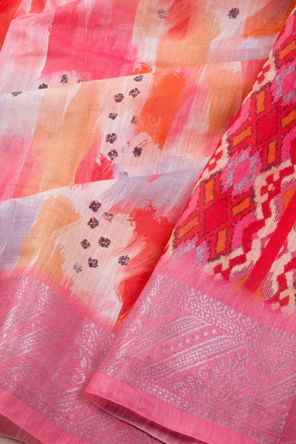 Hot Pink Digital Printed Linen Saree 10070285 - Avishya
