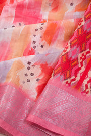 Hot Pink Fancy Printed Linen Saree 10070285 - Avishya