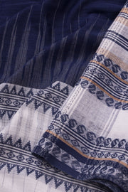 Blue Handloom Dhaniakhali Cotton Saree Without Blouse