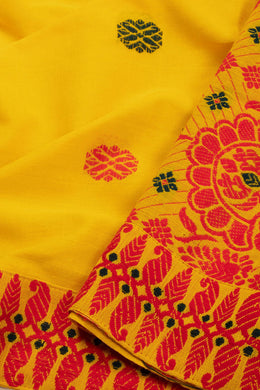 Yellow Handloom Assam Cotton Saree 10077594