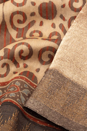 Brown Ajrakh Printed Silk Cotton Saree