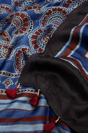 Blue Ajrakh Printed Modal Silk Saree 10072188